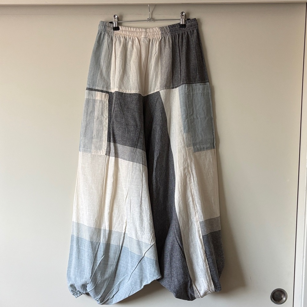 Wide Leg Colorblock Patchwork Pants - Light Blue … - image 6